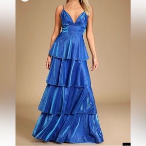 Lulu's Radiant Blue Metallic Dress